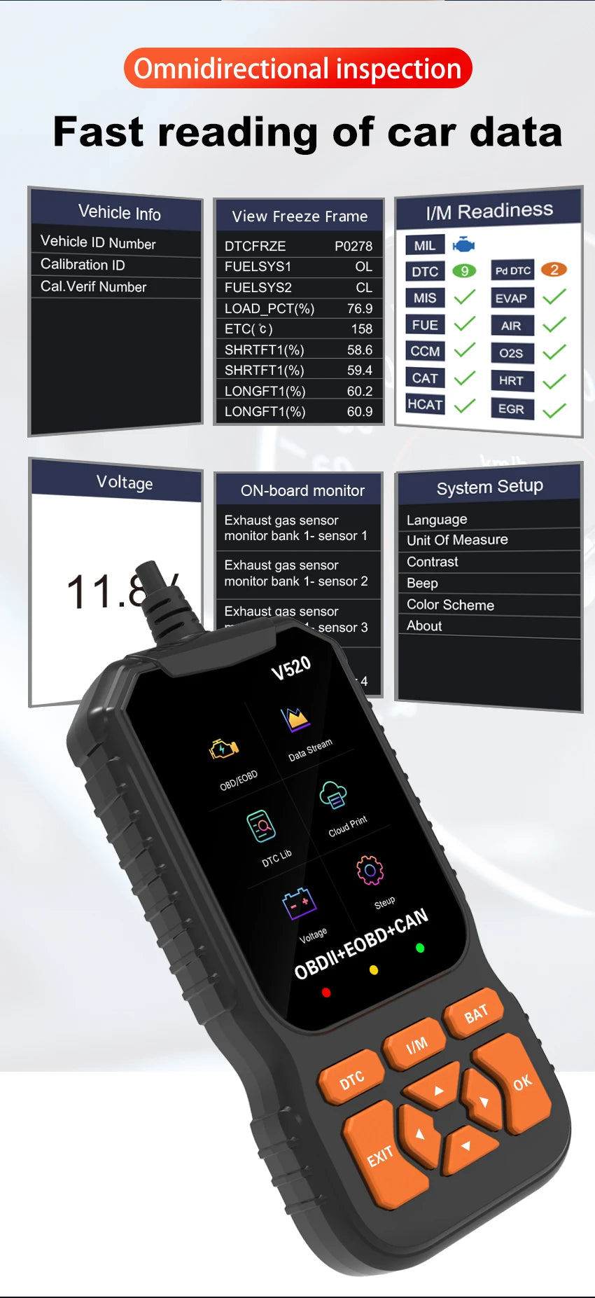 New OBD2 Scanner Professional Auto Engine System Diagnostic Lifetime Free Automotive DTC Lookup Code Reader Car Diagnostic Tool