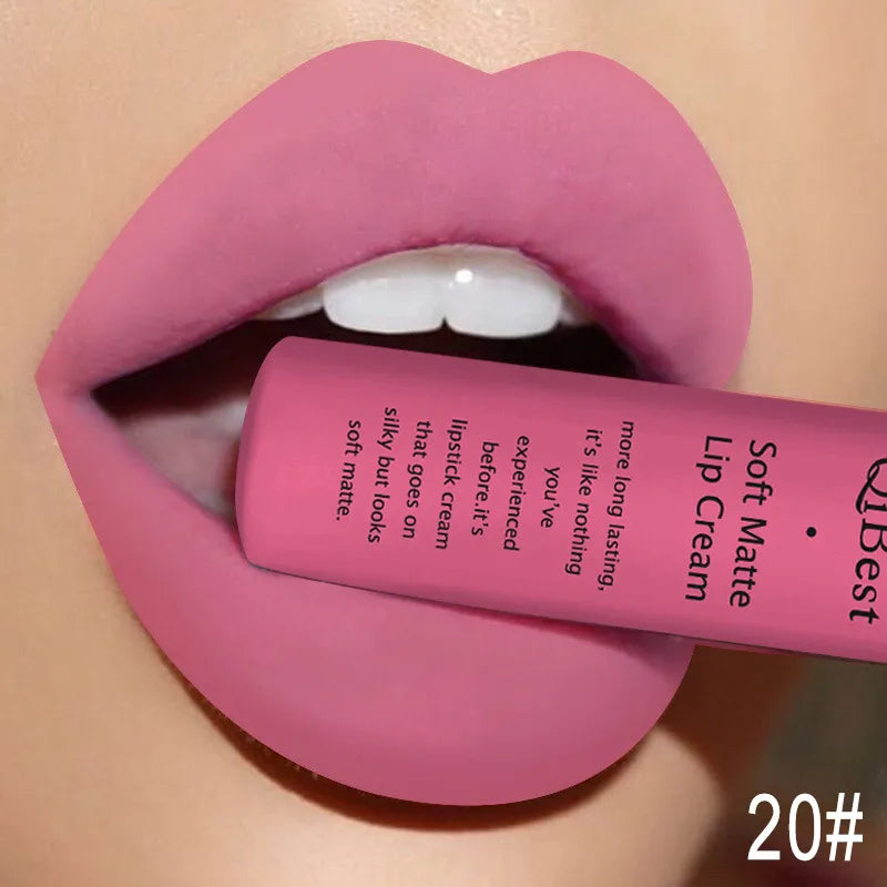 Lápiz labial líquido mate resistente al agua, brillo labial aterciopelado de larga duración, tubo mate nude, pigmento rojo, negro, maquillaje, lápices labiales cosméticos. 