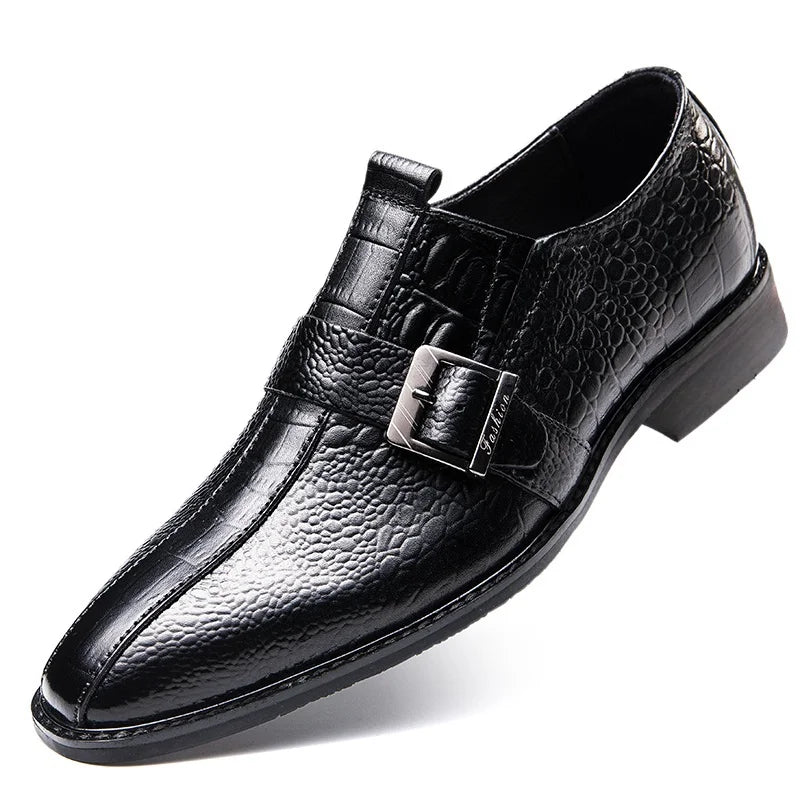 British Style Genuine Leather Wedding Oxfords Business Shoes Mens Casual Leather Crocodile Pattern Office Work Shoes Dress Shoes