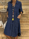 Vestido de camisa jeans multifuncional feminino, tamanho grande, vestido casual para lazer diário, tamanho grande
