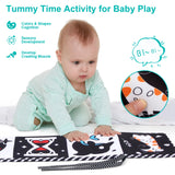 Livro de Pano de Alto Contraste para Bebês (0M+) – Brinquedos Sensoriais em Preto e Branco com Temática de Animais para Berço e Método Montessori