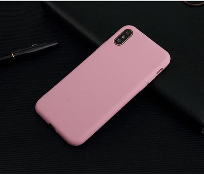 Funda de TPU suave ultrafina de color caramelo para iPhone X, XR, XS, XS Max, color sólido simple
