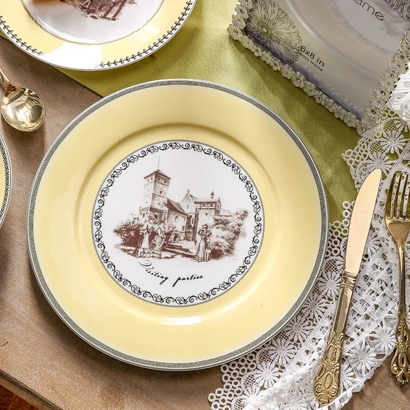 Nordic retro European tableware porcelain plates cups saucers pots high-end luxury sets creative home gifts