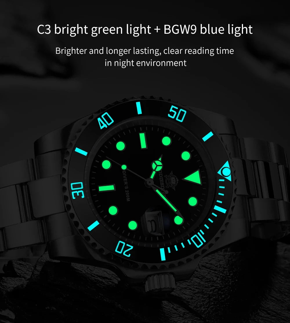 ADDIESDIVE Quartz Watch for Men 316L Stainless Steel Super Luminous Ceramic Bezel 200m Waterproof Classic Diving Men's Watch