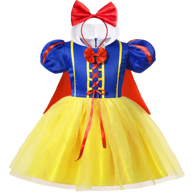 Fantasia de Princesa Branca de Neve para Meninas – Halloween, Festa de Aniversário, Brincadeiras e Fantasias Infantis (com Capa)
