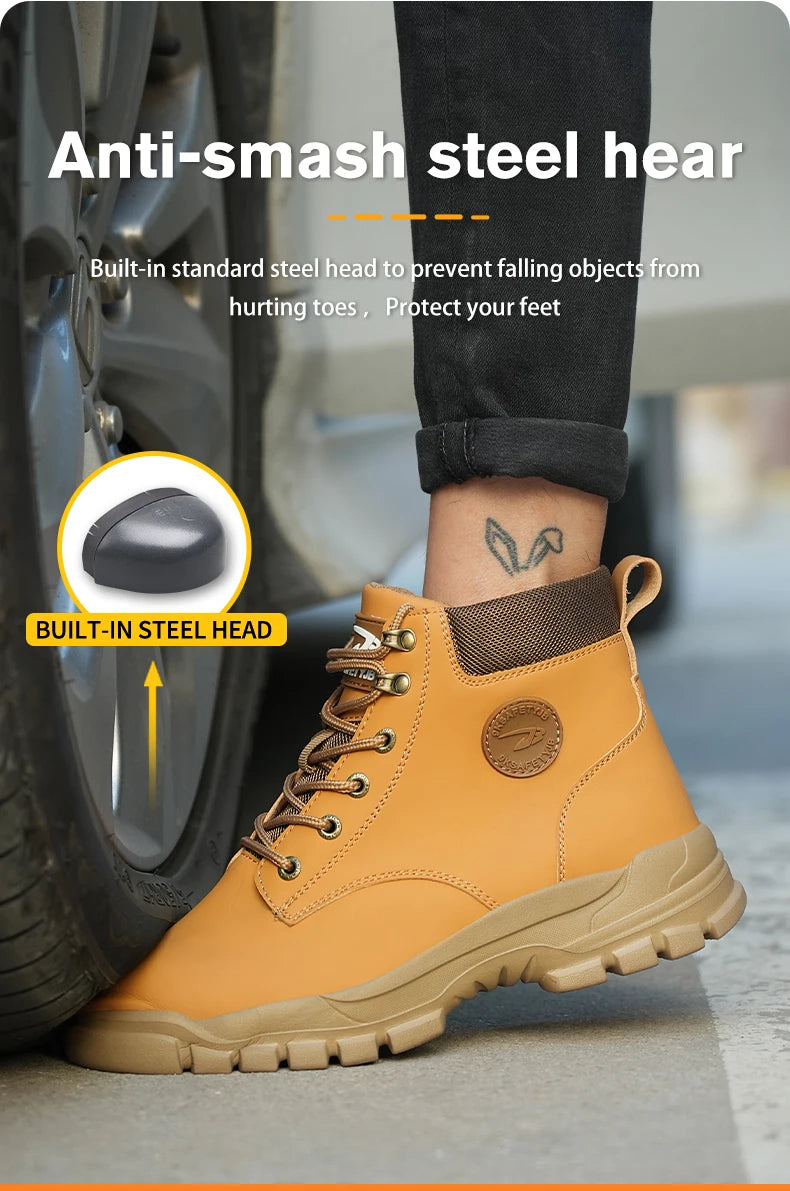 Steel Toe Shoes for Men Women Lightweight Anti-smash Steel Toe Sneakers Indestructible Work Boots Construction Safety Shoes