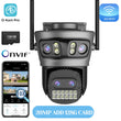20MP Outdoors Wifi Camera 10K HD Three Lens Security 5G PTZ IP Camera 10X Digital Zoom Lens Human AI Auto Detect Tracking Camera