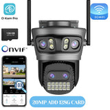 20MP Outdoors Wifi Camera 10K HD Three Lens Security 5G PTZ IP Camera 10X Digital Zoom Lens Human AI Auto Detect Tracking Camera