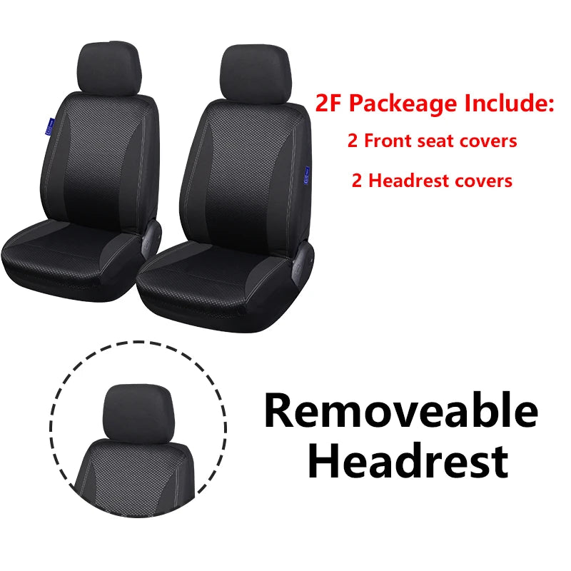 AUTO PLUS Checkered Polyester Patchwork Mesh Fabric Universal Unisex Car Seat Covers Set Accessories Interior  With Sponge