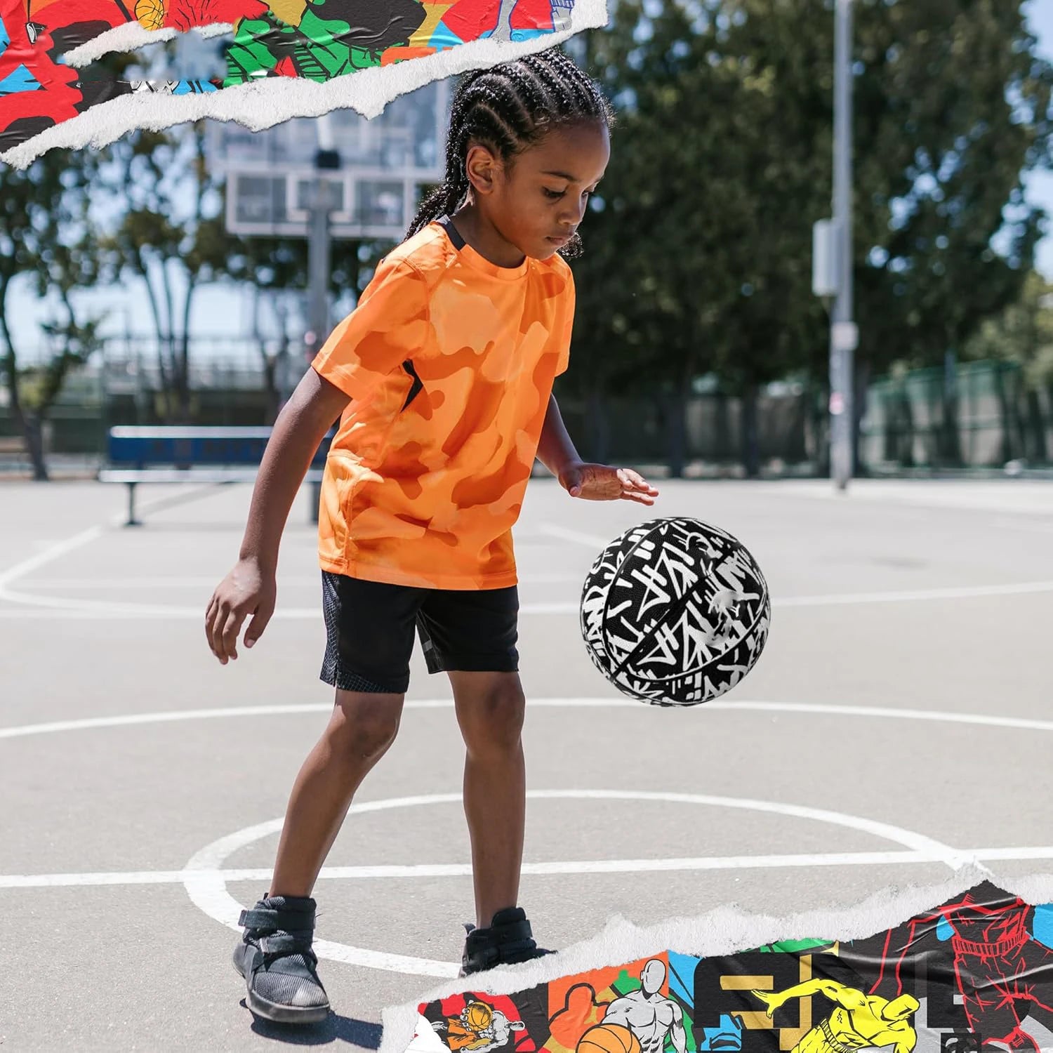 Basketball Rubber Basketball Size 7 Outdoor Cement Court Training Sports Ball For Adults Youth Professional Game Equipment