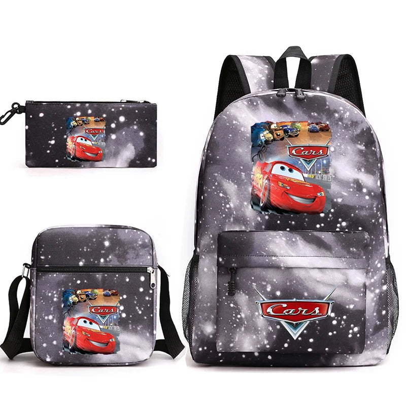3pcs Disney Pixar Cars Lightning McQueen Students Backpacks Schoolbags Pencil Case Shoulder Bags Boys Girls School Bags Sets