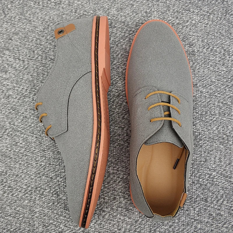 2024 Spring Suede Leather Men's Oxford Casual Shoes Classic Sneakers Comfortable Footwear Dress Shoes Large Size Flats