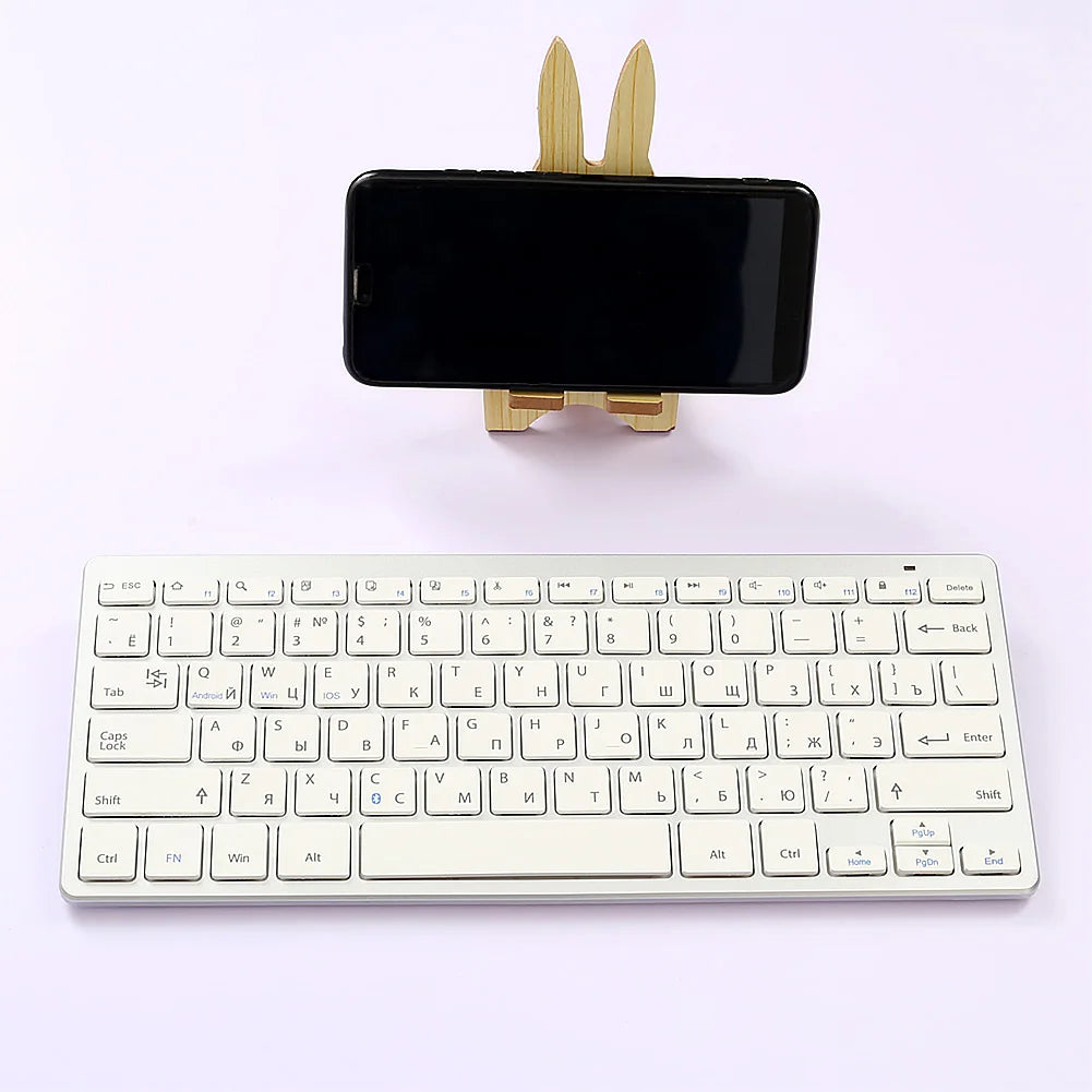 Bluetooth Keyboard Mini Ultra Thin Portable Wireless Keyboard Spanish Russian Layout for Tablet/iPad/Laptop/Phone