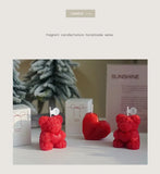 Cute Rose Bear Candle Romantic Cute Soy Wax Aromatherapy Small Scented Relaxing Birthday Wedding Party Gift Home Decor