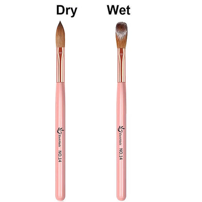 Pink Handle Acrylic Nail Brush Size 16/18/22 mm Acrylic Application Nail Brushes Pen Professional Powder Extension Carving