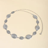 1/2pcs Retro Style WOMEN'S Metal Waist Chain Accessories Decorative Circle Carved Chain Belt High Style Accessories