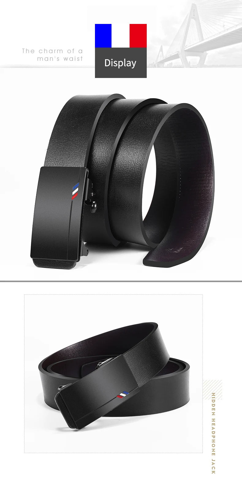 Cinturones de marca famosa para hombre, cinturones de cuero genuino de lujo de calidad, correa de metal con hebilla automática.