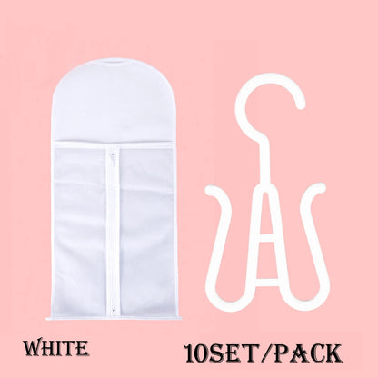 5/10 conjunto saco de armazenamento de peruca longa titular caso extensões de cabelo saco de armazenamento com cabide para peruca saco de armazenamento de extensão de cabelo com cabide