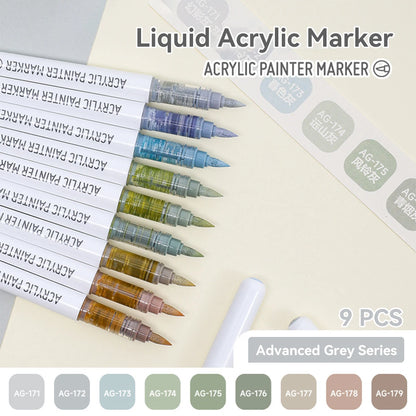 9pcs/Box MIX Color Acrylic Markers Set Kids Gift Art Rock Painting Pens Graffiti For Stone Glass Book Shoes DIY Craft Supplies