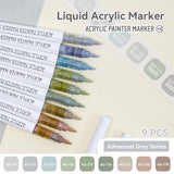 9pcs/Box MIX Color Acrylic Markers Set Kids Gift Art Rock Painting Pens Graffiti For Stone Glass Book Shoes DIY Craft Supplies