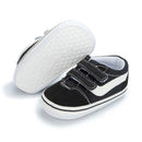 Zapatos Meckior para bebé niño y niña, zapatillas de lona con suela de goma antideslizante y diseño de rayas a cuadros, para primeros pasos, zapatos casuales unisex para bebé.