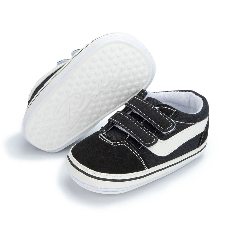 Zapatos Meckior para bebé niño y niña, zapatillas de lona con suela de goma antideslizante y diseño de rayas a cuadros, para primeros pasos, zapatos casuales unisex para bebé.