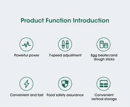 Household Electric Mixer Handheld Kitchen Food Mixer Multifunctional Adjustable 7-speed Egg Cream Dough Bread Mixer Grinder