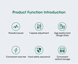 Household Electric Mixer Handheld Kitchen Food Mixer Multifunctional Adjustable 7-speed Egg Cream Dough Bread Mixer Grinder