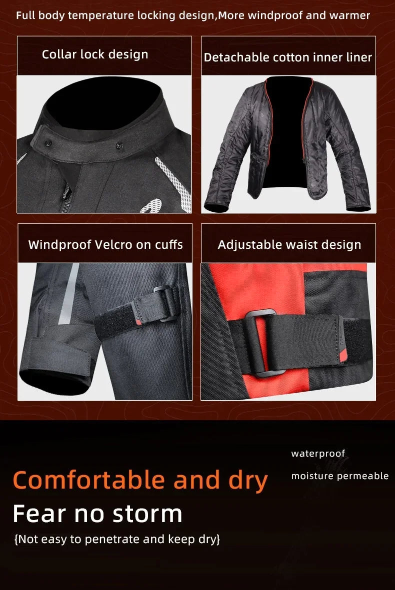 LS2 Winter Waterproof Motorcycle Jacket Men Women CE Certified Riding Jacket Warm Protective Gear with Removable Thermal Liner