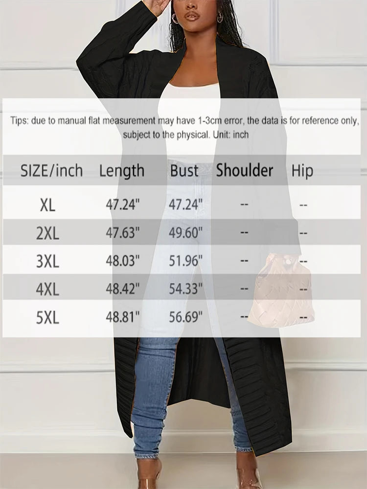 Plus Size Women's Sweater Fashion Casual Cardigan Solid Colour Knitted Sweater Cardigan with Pocket Autumn and Winter Best