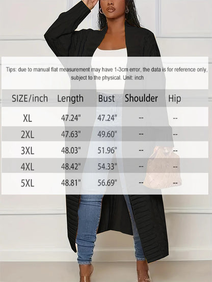 Plus Size Women's Sweater Fashion Casual Cardigan Solid Colour Knitted Sweater Cardigan with Pocket Autumn and Winter Best