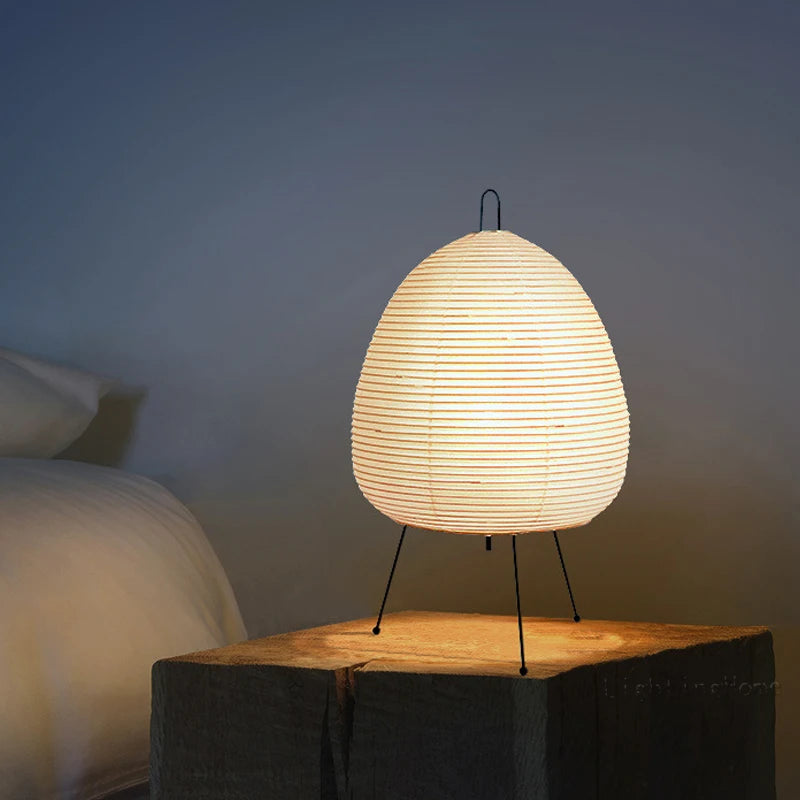 Lámpara de mesa de diseño japonés Akari wabi-sabi Yong, lámpara de papel de arroz impresa, decoración de escritorio para dormitorio, lámpara de mesa, envío directo