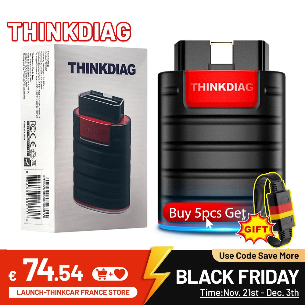 THINKCAR Thinkdiag versión caliente Sistema completo todos los autos 16 Servicio de reinicio 1 año gratuito Herramienta de escaneo de diagnóstico OBD2 Prueba activa Codificación de ECU
