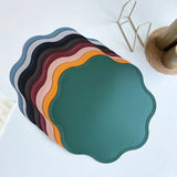 1/4/6PCS Round Placemat Sets, Luxury Faux Leather Table Mats, Embossed Flower Shaped Place Mats, Table Pad, 테이블매트, Салфетки