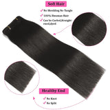 Aplique de cabelo Humano liso de tic tac Extensões Invisível