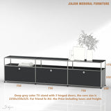 Modern Modular Low TV Cabinet｜3-Tier Sideboard with Drop Doors｜Steel Frame Storage Bench Unit | Minimalist Low Media Console