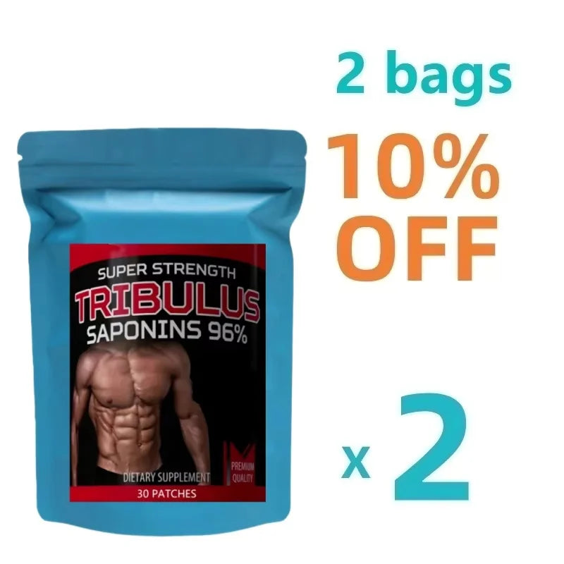 Tribulus Terrestris 5000mcg Extract 96% Saponins - Testosterone Booster Transdermal Patches, 30 Patches