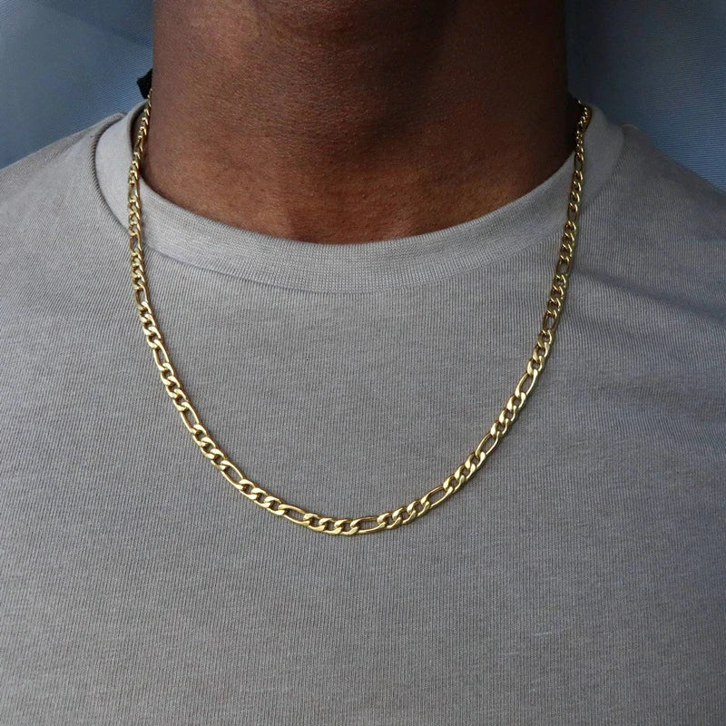 Collar HIYEE de cadena clásica de cuerda para hombre, ancho de 2/3/4/5 mm, cadena cubana tipo fígaro de acero inoxidable, joyería para hombre y mujer.