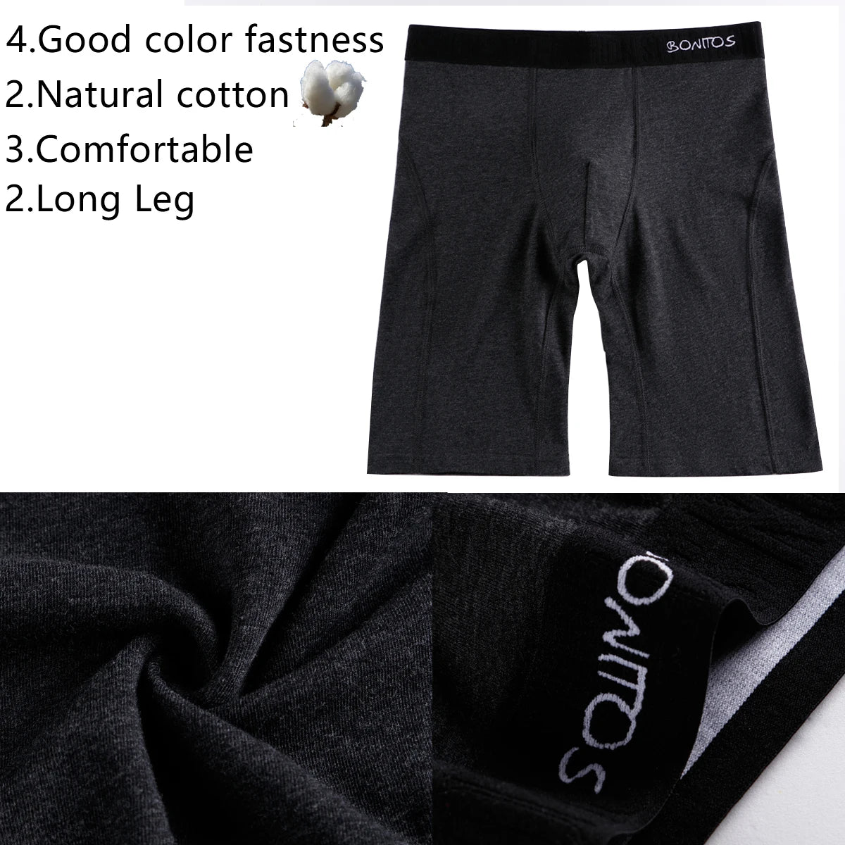 2-pack Long Leg Boxer Shorts Men's Underwear Kit Homme Underpants Boxershorts Slip Underwear for Man Cotton Male Sexy Set Box Gym