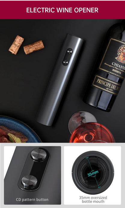 Electric Wine Bottle Opener Set Automatic Corkscrew with Aerator Pourer and Foil Cutter for Kitchen Bar Party Gifts Battery