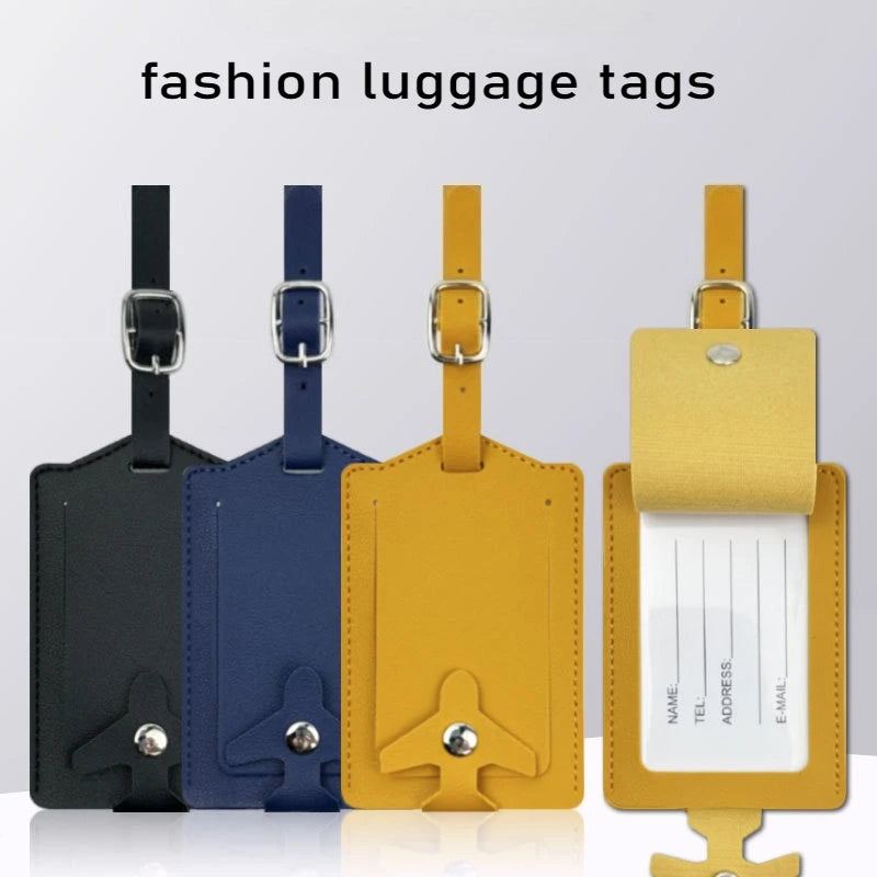 New Airplane Buckle Anti Lost Luggage Tags Thickened Flip Cover Luggage Tag Boarding Pass Suitcase Label Name ID Address Lable