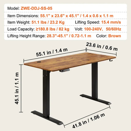 VEVOR-Mesa Elétrica em Pé para Casa e Escritório, Mesa Ajustável em Altura, Sturdy Computer Sit Stand-up Desk, Modos de 3 Teclas