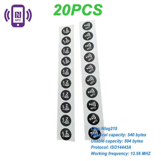 Rewritable RFID Adhesive Tag, Stickers Available, Labels, NFC Tags, ISO14443A, Ntag215, 13.56MHz, 10Pcs, 50Pcs, 100Pcs 