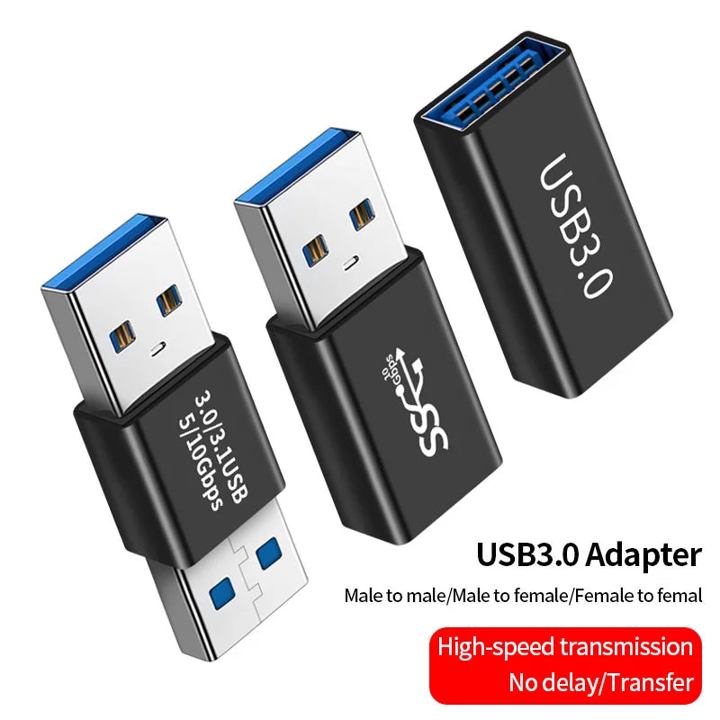 Conector USB 3.0, adaptador USB a USB de 5 Gbps Gen1, macho a macho, hembra, convertidor USB, cable extensor para SSD y HDD, enchufe de extensión USB 3.0.