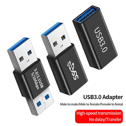 Conector USB 3.0, adaptador USB a USB de 5 Gbps Gen1, macho a macho, hembra, convertidor USB, cable extensor para SSD y HDD, enchufe de extensión USB 3.0.