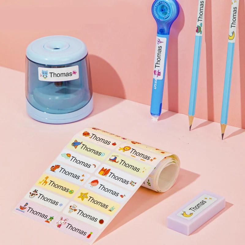Personalized School Stickers Custom Name Labels for Kids Bottles & Pens & Cups- Waterproof Removable Durable Stationery Decals
