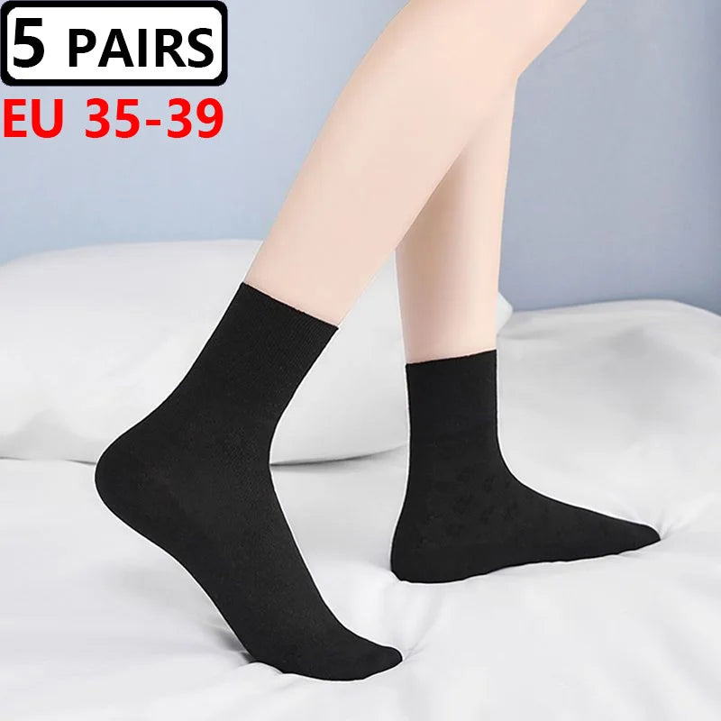 5 Pairs Plus Size EUR 45-50 Prevent Varicose Veins Socks Mens Diabetics Patients Cotton Loose Mouth Sock Man Women Comfort Meias