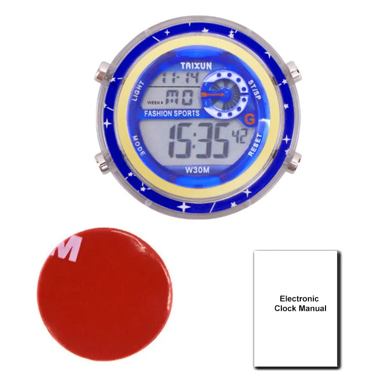Motorcycle Digital Clock Waterproof Motorbike Stick-on Dashboard Car Clock Car Stick-On Mini Watch For Dashboard Boat Bike