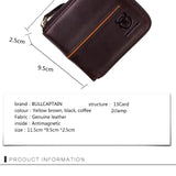 Bullcaptain Genuine Leather Men's Short Wallet Casual Men's Coin Purse Vintage Male Zipper Card Holder Luxury Money Bags JYB022