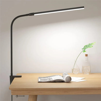 LED Desk lamp with Clamp Eye-Caring Clip Desk Lights for Home Office 3 Modes 10 Brightness Long Flexible Gooseneck Table Lamps